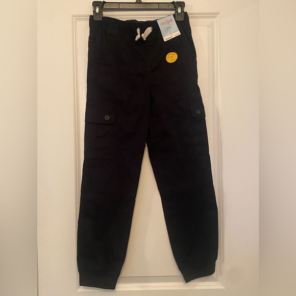NWT Cat & Jack black stretch waist jogger cargo pants, boys 12, reinforced knee - Picture 2 of 5